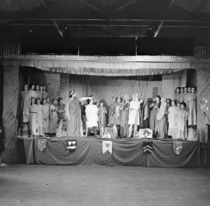Children from Our Ladys High School in Dartford, Kent, performing a school play