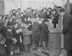 Construction Prints: Children laying the foundation stones at the building of the new Baptist Hall at Sidcup