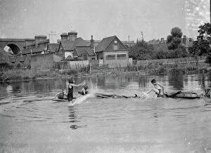 Water Collection: Children paddling, Orpington. 1937