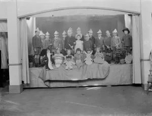 Children of St Mary Cray Council School in Bromley, Kent, perform in a stage concert