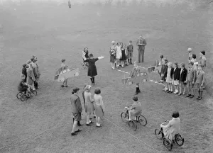 Childrens model traffic instruction at Mayplace School in Crayford, Kent