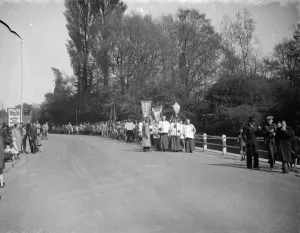 Choir boys in procession during the Palm Sunday celebrations at Orpington, Kent