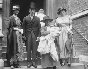 Christening of baby daughter of Sir Trevor and Lady Wheeler Lady Birch ( Mother of Lady Wheeler )