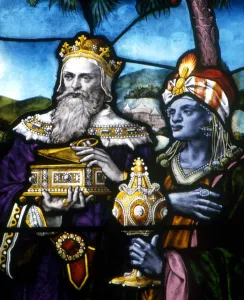 Esoterica Prints: CHRISTIAN Three Magi with gifts. Stained glass (19th century) from Lincoln Cathedral