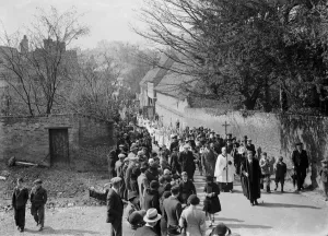 Crucifix Prints: Church procession through Orpington, Kent. 1935