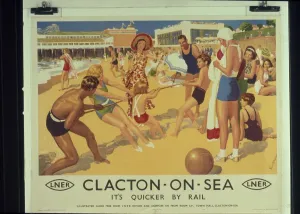 Advertisement Prints: Clacton-on-Sea poster - Its quicker by rail - BTW trans rail