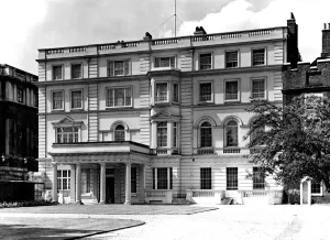 Home Prints: Clarence House. The garden front. The two bays above the portico represent