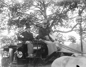 Coaching marathon. Sir Edward Stern, Bart, on his coach before starting from Hyde Park