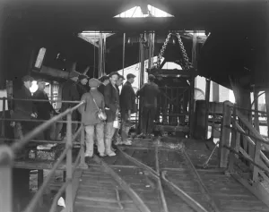 The Coal Strike The last shift coming above ground Miners at Holly Bank Colliery
