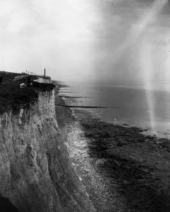 Coast Prints: Coastal erosion on the cliffs near Brighton, Sussex. 1920s