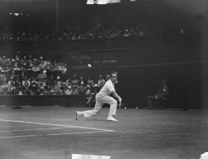 Cochet defeats Tilden. H Cochet in play against W T Tilden. 3 July 1929