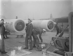 The Colerado, Americas all electric warship arrives at Portsmouth. 7 January 1924