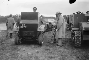 Prints of Colonial office conference visitors see war office demonstration of transport cross country vehicles at Aldershot. 21 May 1927 1920s Prints: Colonial office conference visitors see war office demonstration of transport cross