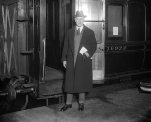 Commander of Shanghai defence force leaves London. Major General J Duncan, CB