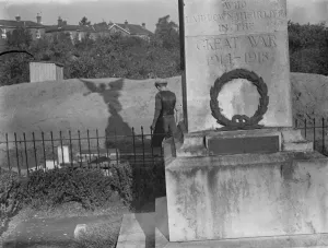 The construction of an Air Raid Precautions shelter beneath a war memorial in Swanley