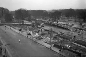 London Prints: The construction of the overpass - just one section of the wider Marble Arch - Park