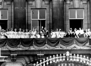 Coronation Day for Queen Elizabeth II. The Royal family line up on the Palace balcony