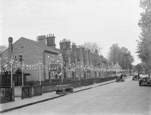Celebrations Prints: Coronation decorations in Foots Cray, Kent, to celebrate the coronation of King