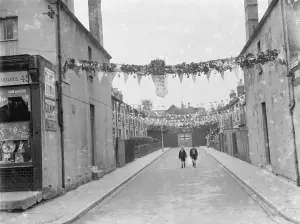 Celebration Prints: Coronation decorations on Stanley Road in Sidcup, Kent, to celebrate the coronation