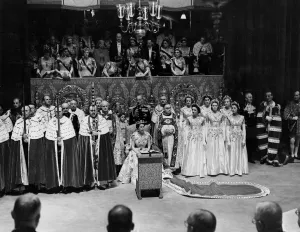 Coronation of Queen Elizabeth II Queen Elizabeth II after making her humble adoration
