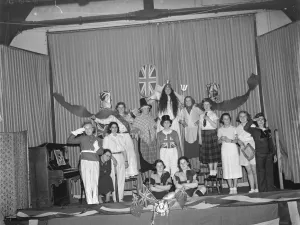 Performance Prints: A coronation tableaux at the Girls Club in Chislehurst, Kent, to celebrate