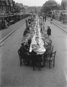Coronation teas on Woodside Crescent in Sidcup, Kent, to celebrate the coronation