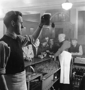 The Cosy Corner pub, a favourite with fruit market porters in Glasgow, Scotland