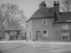 Corner Prints: Cottages on the Hill in Northfleet, Kent. 7 March 1938