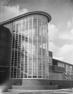 Education Prints: The County School for Boys in Sidcup, London. An exterior view of the new building