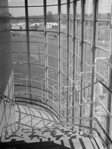 The County School for Boys in Sidcup, London. A view of the interior staircase