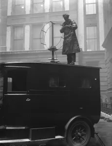 CPO Wireless van for detecting oscillation. The directional aerial on the roof of the van
