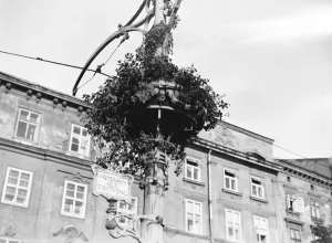 Cracow, Poland. A charming feature of the streets of Cracow is the floral decorations