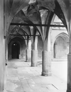 Cracow, Poland. The famous old courtyard, showing beautiful Gothic colonnade