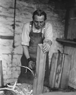 Wood Collection: Cricket Bat Making at John Wisdens Chopping to approximate shape 21 March 1920