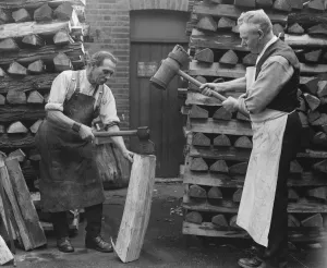 Wood Prints: Cricket Bat Making at John Wisdens Splitting the willow 26 March 1920