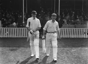 Crickets last curtain. Hallows ( left ) and Makepeace going out to open