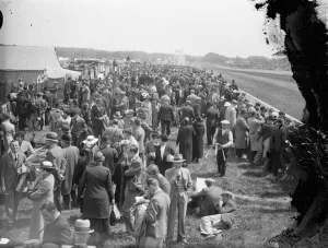 Crowds throng sunny Ascot. Ascot, greatest fashion parade and loveliest race