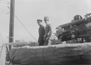 Belgian Prints: The Crown Prince of Italy ( right ) who arrives at Gravesend on Sunday, photographed