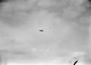Crown Prince of Japan at Aldershot. A descent from an aeroplane, one of the spectacles
