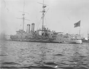 Ship Prints: The Crown Prince of Japan leaves for London The warship Katoki leaving japan