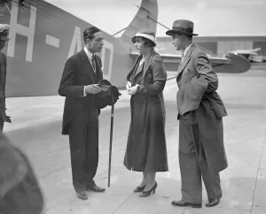 Arrival Prints: At Croydon Airport, South London, England Princess Ingrid and Prince Carl Johan