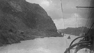 Ships Prints: Culebra Cut, Panama Canal, an artificial valley that cuts through the continental