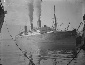 Smoke Prints: The Cunard liner, SS Berengaria at Southampton. 1929
