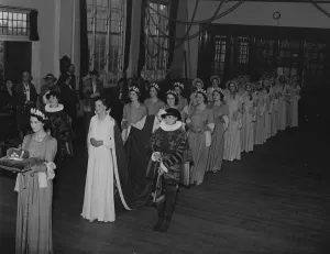 The Dartford Carnival Queen and her attendees at her coronation. 1937