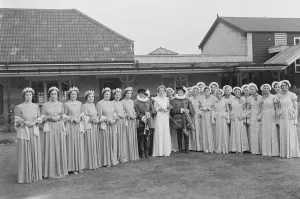 Beautiful Prints: The Dartford Carnival Queen and her attendees at the her coronation. 1937
