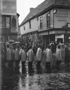 The Dartford girl guides during their parade in Dartford, Kent. 1937