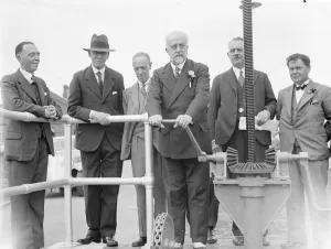 Opening Prints: At the Dartford SewageTreatment Works, Mr J W James, JP. 1935