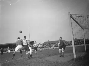 Dartford versus Charlton, football. Goal mouth action. 1937