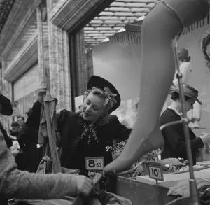 Salesgirl Prints: Day in the life of a Midinette. A Parisian salesgirl out shopping for some silk stockings