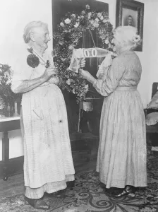 Decorated Horseshoe for luck on 100th Birthday Mrs Hannah Eldred of Long Island